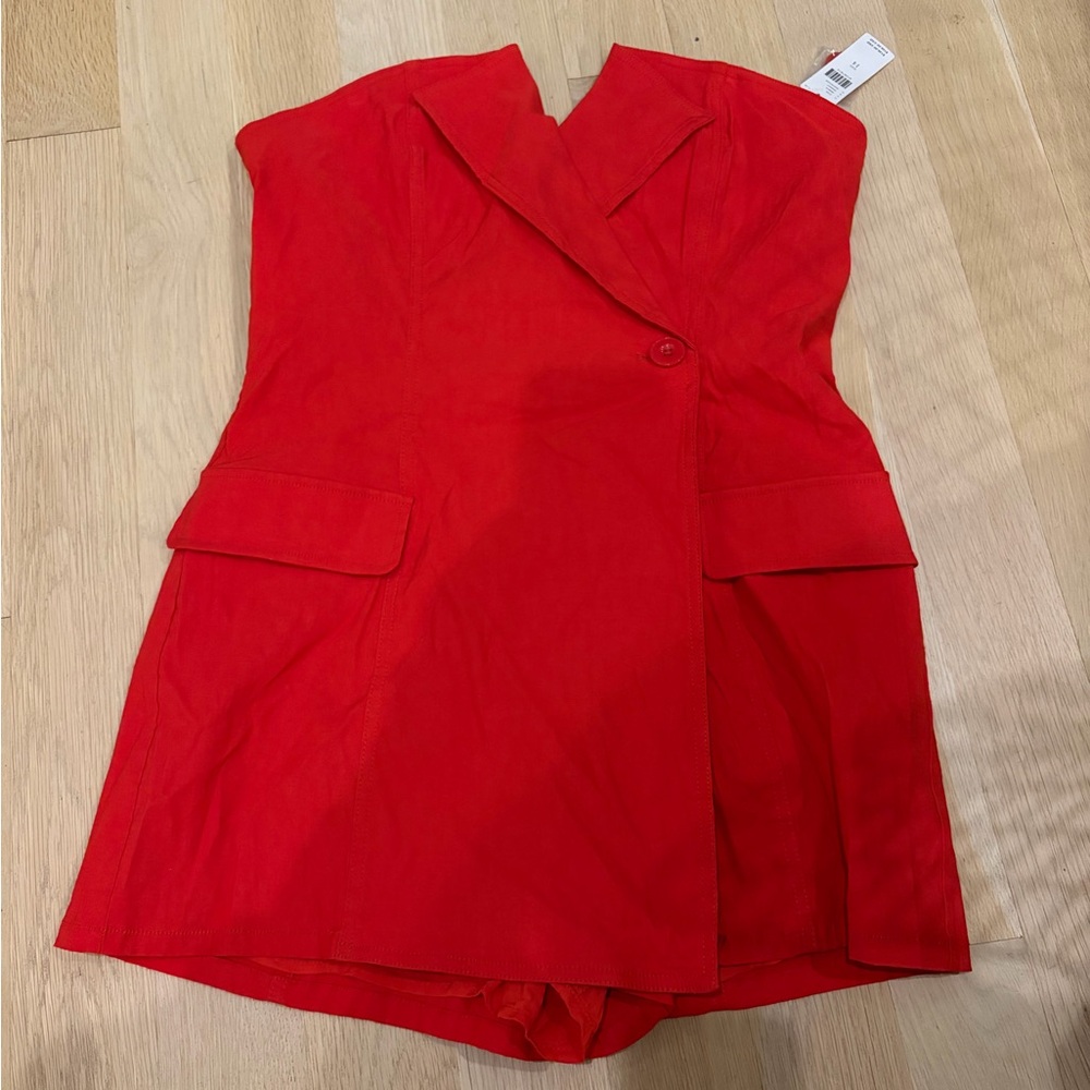 NWT Maeve Anthropologie Red Strapless Romper 14